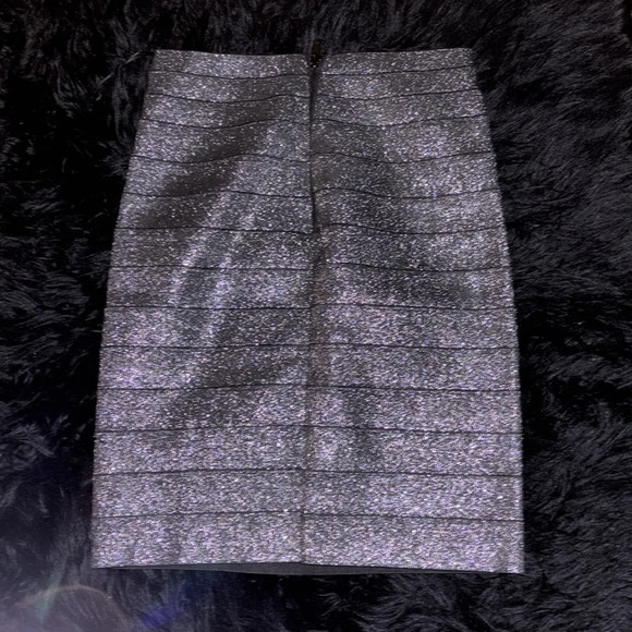 REISS Metallic silver Elastic high waisted bandage skirt Sz 6 - Picture 6 of 14